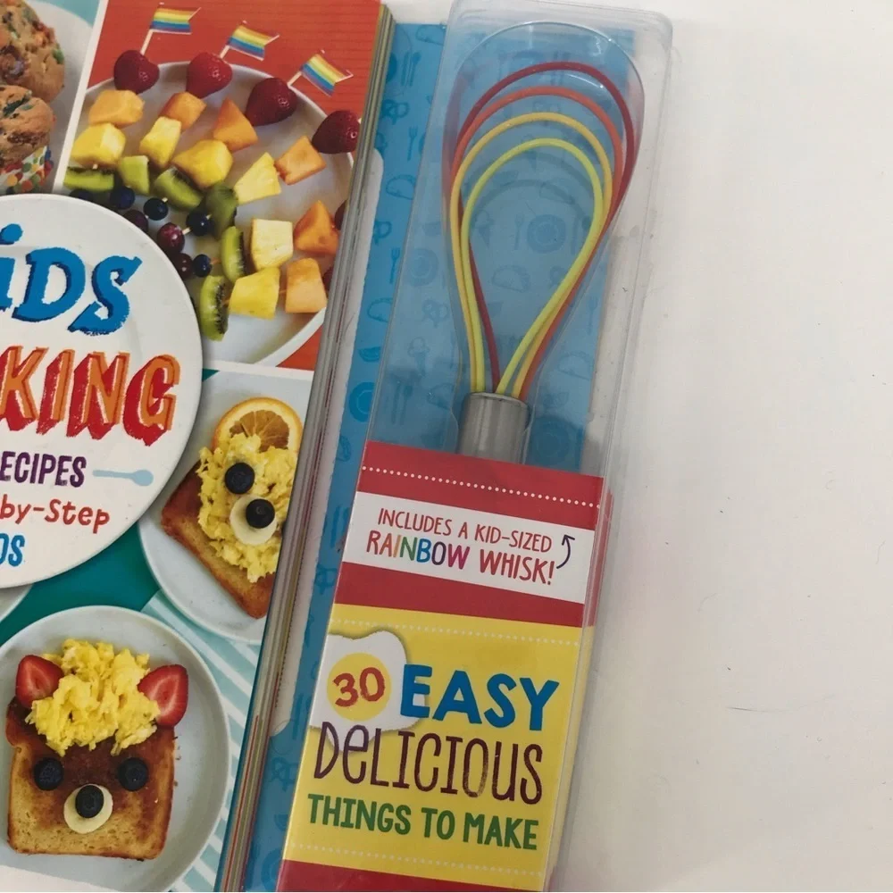Colorful Kids Cook Book with Rainbow Whisk